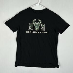 Fanatics Milwaukee Bucks 2021 NBA Champions T-Shirt Mens Large Black Casual Tee